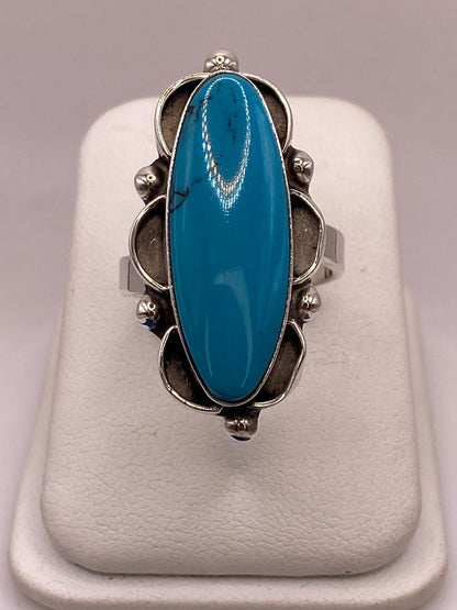 Anillo de Plata Ley 925 con Turquesa Natural, vista frontal