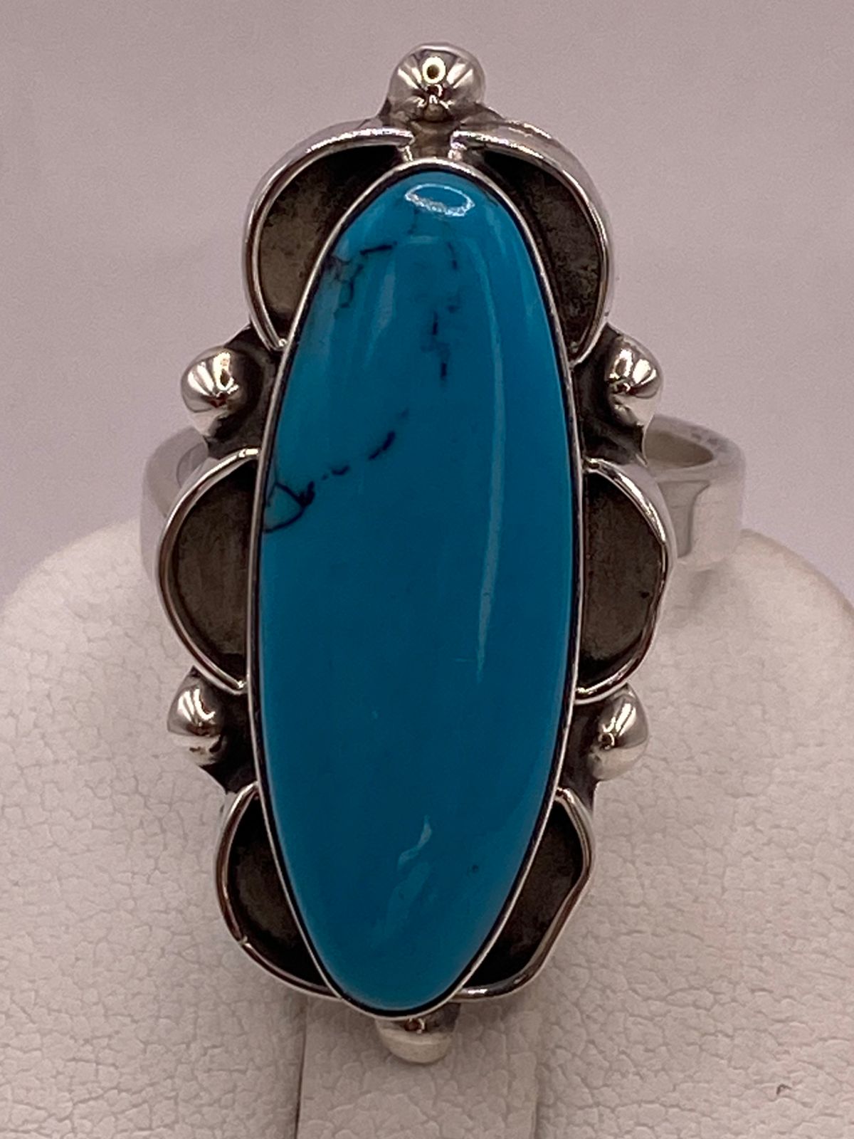 Anillo de Plata Ley 925 con Turquesa Natural, sello de autenticidad Plata Ley .925