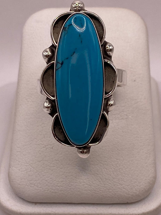 Anillo de Plata Ley 925 con Turquesa Natural — vista lateral
