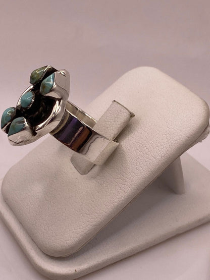 Anillo de Plata Ley 925 con Turquesa Natural, vista lateral