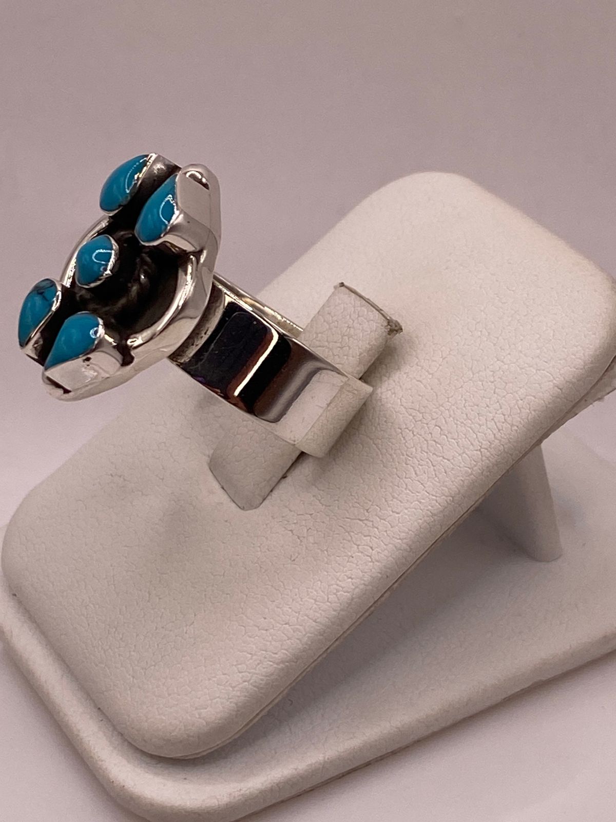 Anillo de Plata Ley 925 con Turquesa Natural, vista frontal