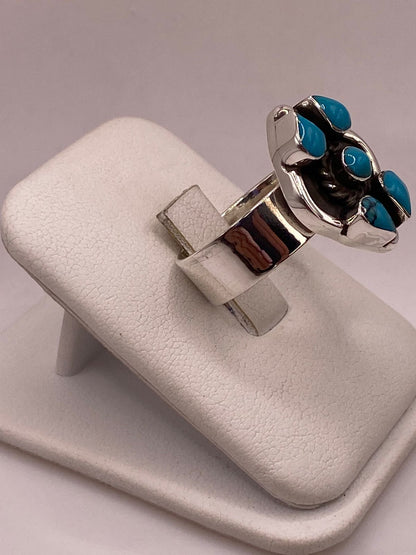 Anillo de Plata Ley 925 con Turquesa Natural, vista lateral