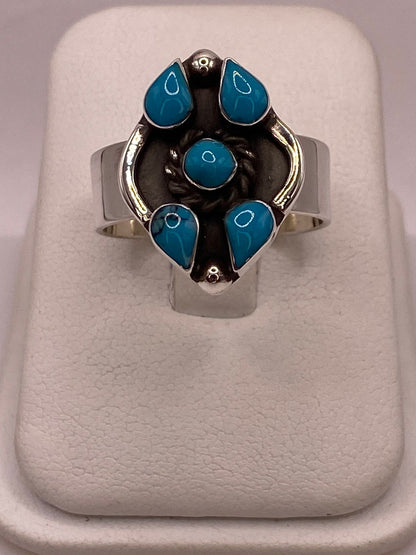 Anillo de Plata Ley 925 con Turquesa Natural, vista de detalle