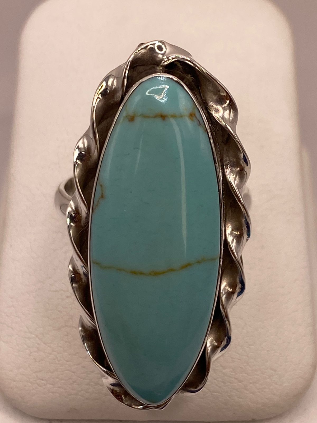 Anillo de Plata Ley 925 con Turquesa Natural, vista frontal