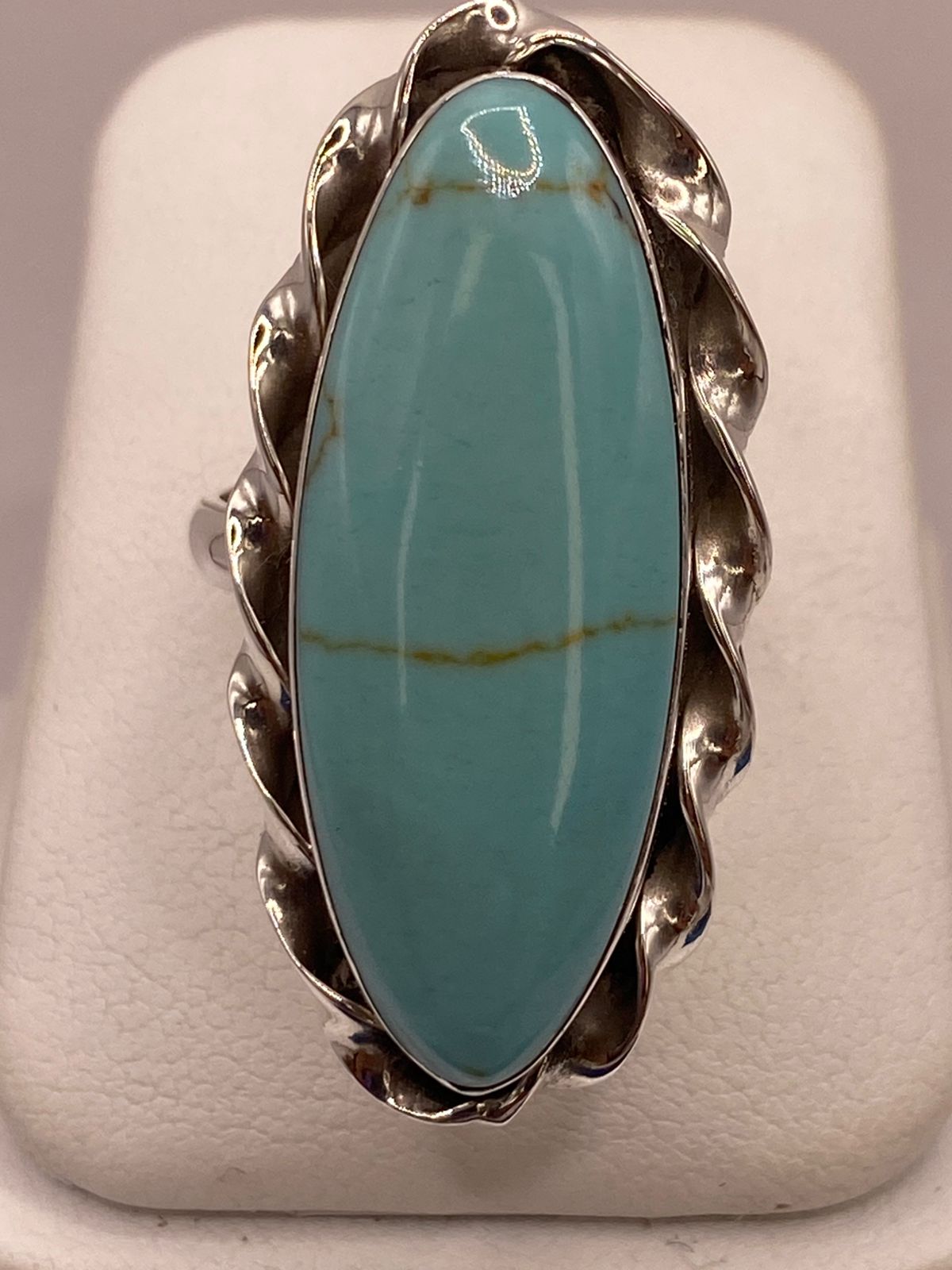 Anillo de Plata Ley 925 con Turquesa Natural — vista lateral