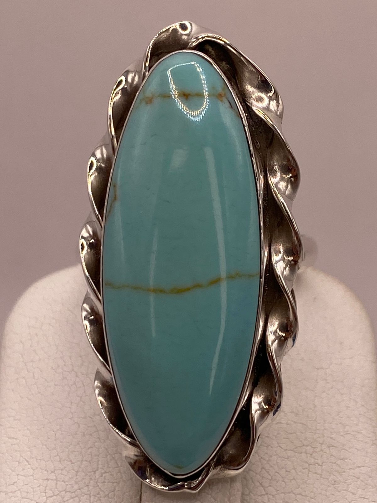 Anillo de Plata Ley 925 con Turquesa Natural, sello de autenticidad Plata Ley .925