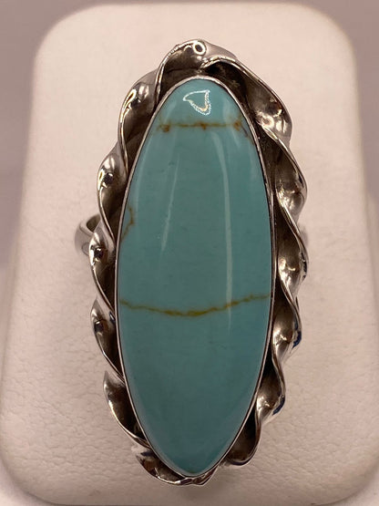 Anillo de Plata Ley 925 con Turquesa Natural, vista lateral