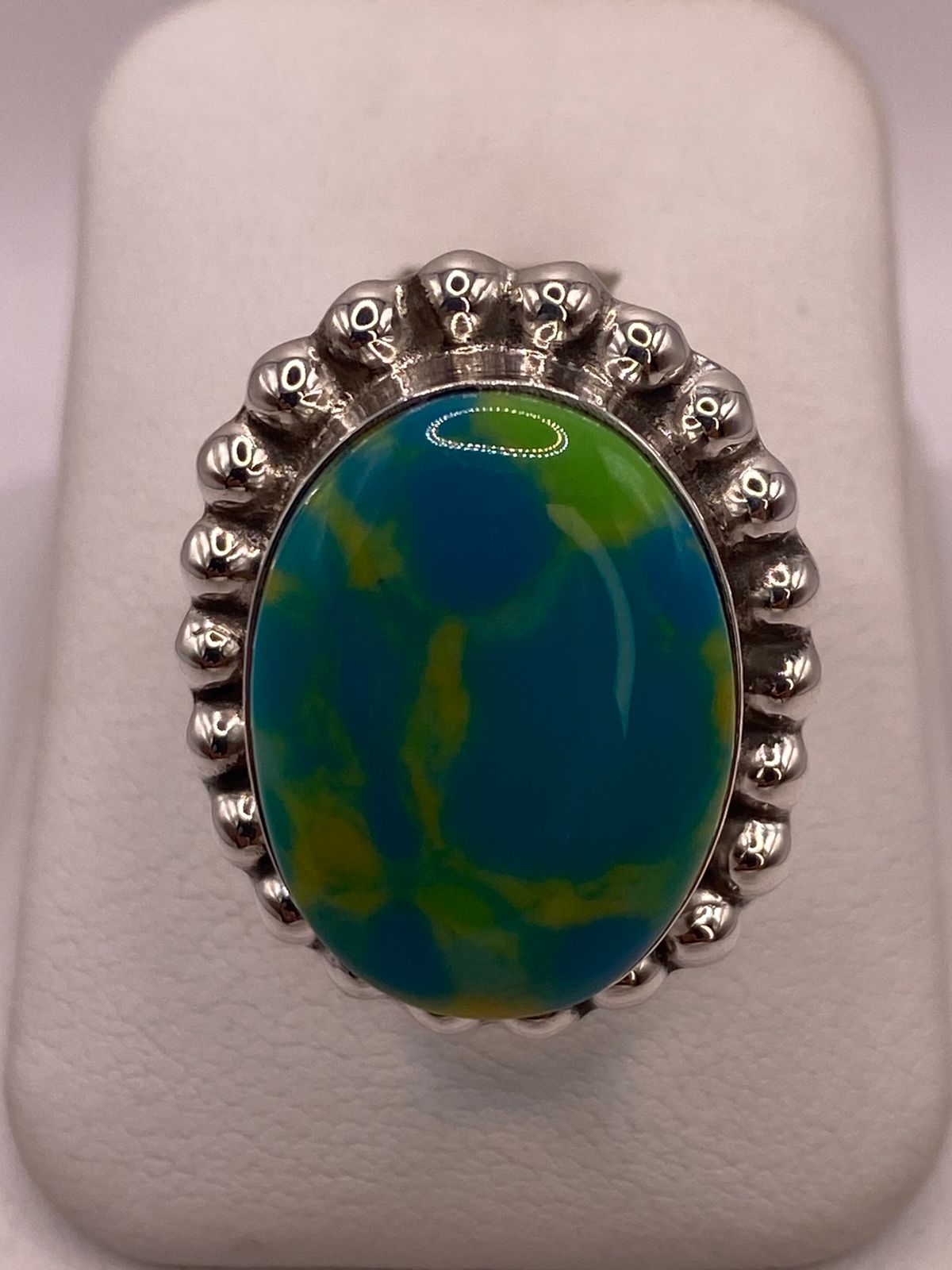 Anillo de Plata Ley 925 con Turquesa Natural, vista frontal