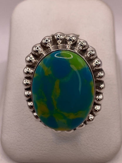 Anillo de Plata Ley 925 con Turquesa Natural, vista frontal