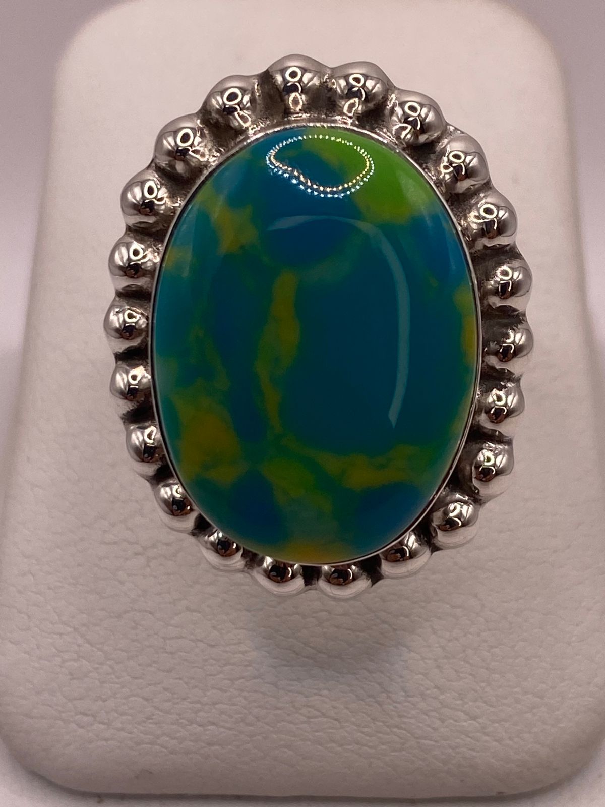Anillo de Plata Ley 925 con Turquesa Natural, vista lateral