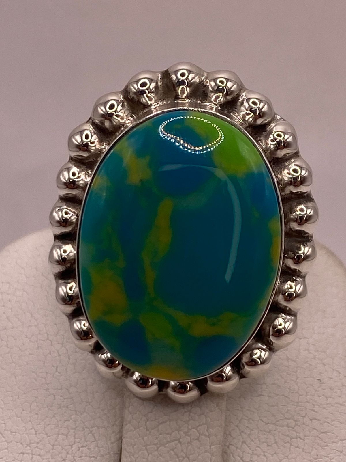 Anillo de Plata Ley 925 con Turquesa Natural, sello de autenticidad Plata Ley .925