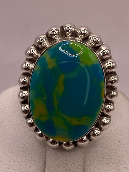Anillo de Plata Ley 925 con Turquesa Natural, sello de autenticidad Plata Ley .925