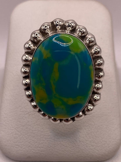 Anillo de Plata Ley 925 con Turquesa Natural, vista superior