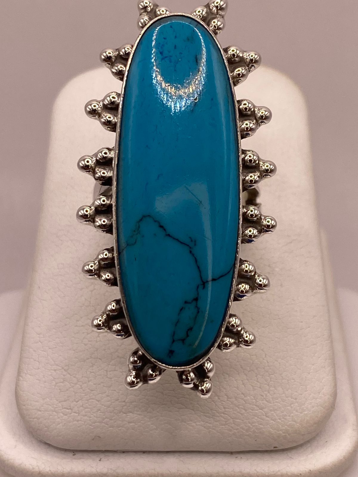 Anillo de Plata Ley 925 con Turquesa Natural — vista lateral