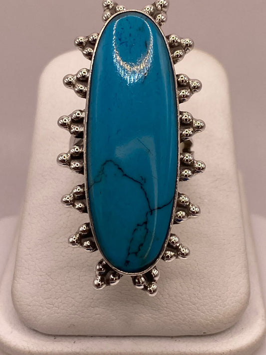 Anillo de Plata Ley 925 con Turquesa Natural — vista lateral