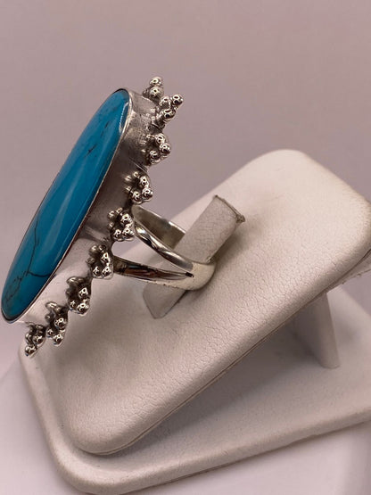 Anillo de Plata Ley 925 con Turquesa Natural, vista frontal