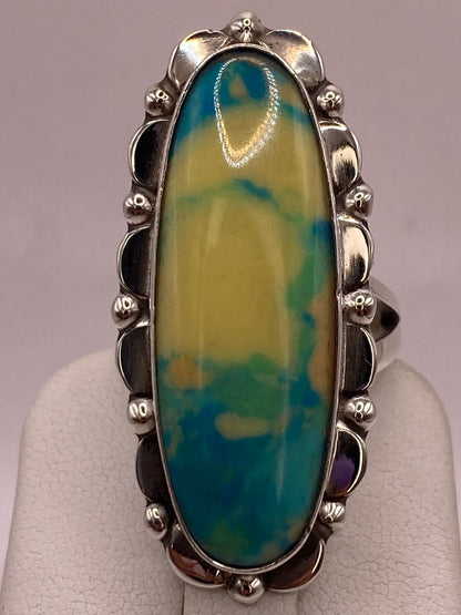 Anillo de Plata Ley 925 con Turquesa Natural Multicolor, sello de autenticidad Plata Ley .925