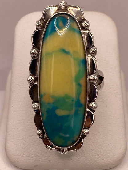 Anillo de Plata Ley 925 con Turquesa Natural Multicolor — ángulo diagonal