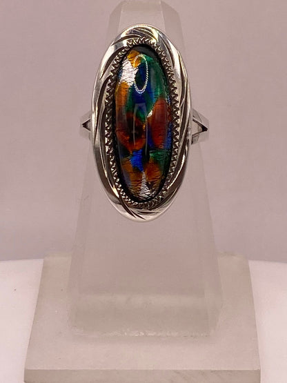 Anillo de Plata Ley 925 con Vidrio Dicroico Artístico — vista lateral
