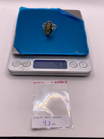 Anillo de Plata Ley 925 con Vidrio Dicroico, peso en gramos (báscula)