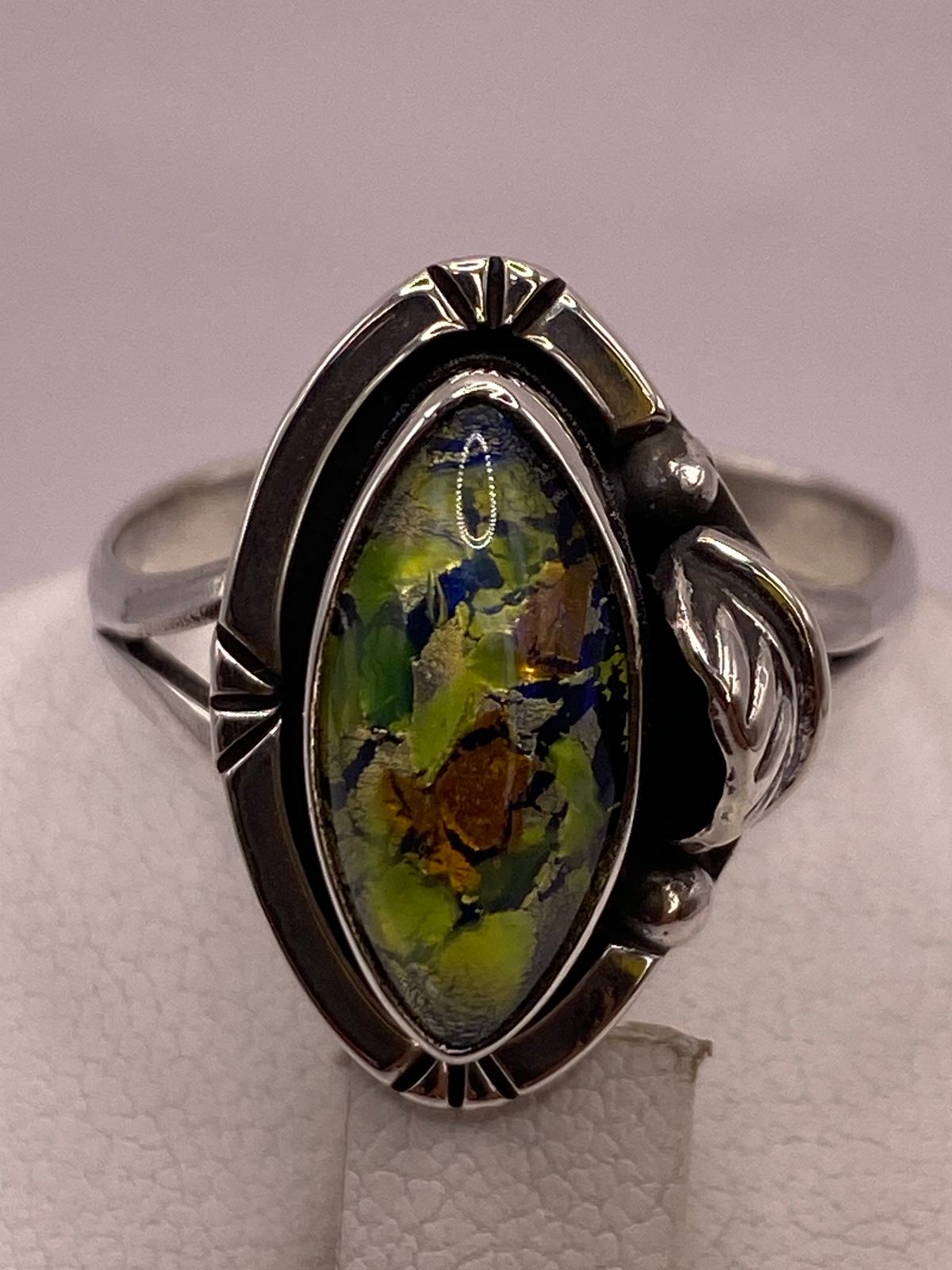 Anillo de Plata Ley 925 con Vidrio Dicroico, vista superior