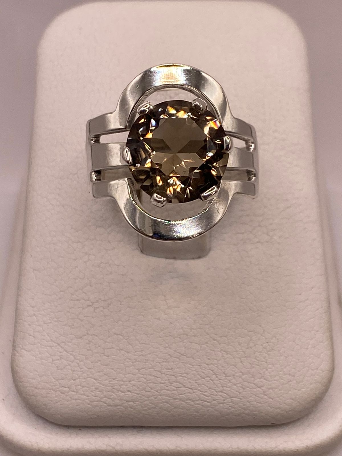 Anillo de Plata Ley 925 con Zirconia Color Champagne, vista superior