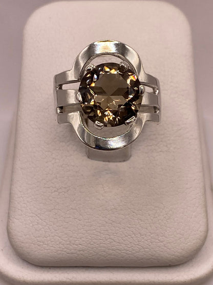 Anillo de Plata Ley 925 con Zirconia Color Champagne, vista superior