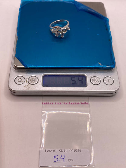 Anillo de Plata Ley 925 con Zirconias Blancas Rectangulares, peso en gramos (báscula)