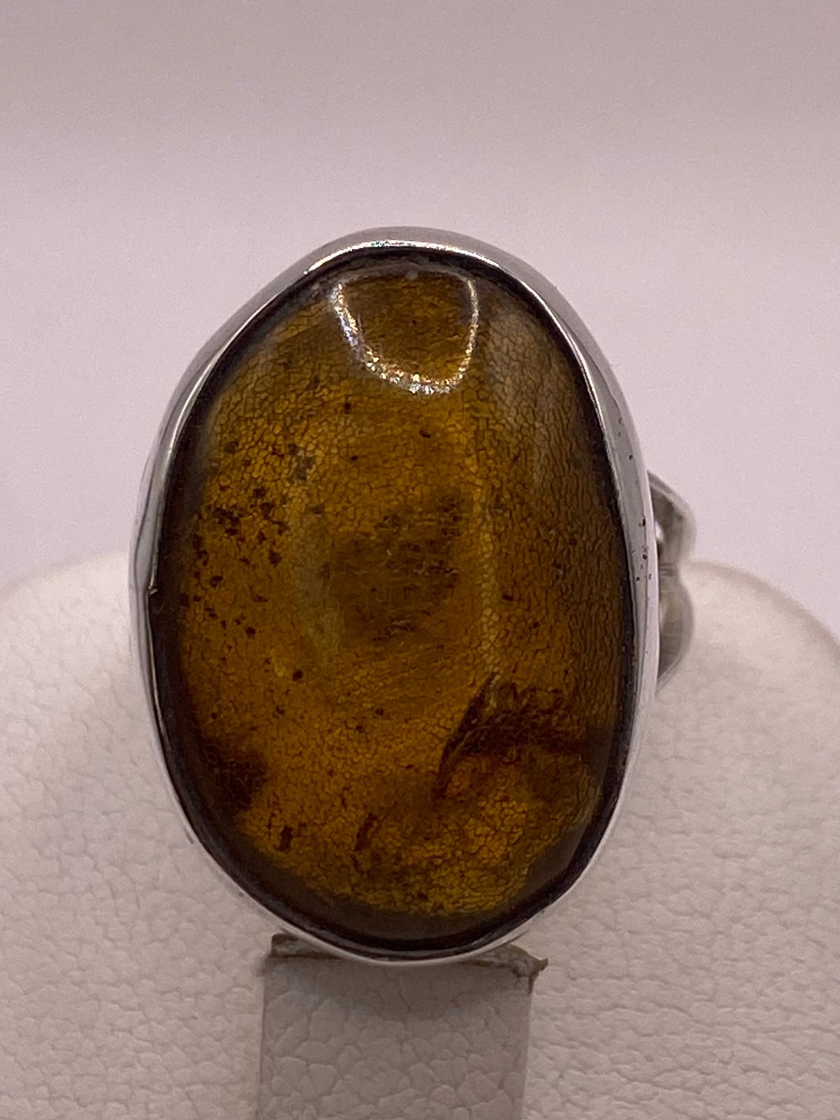Anillo de Plata Ley 950 con Ámbar Natural, sello de autenticidad Plata Ley .925