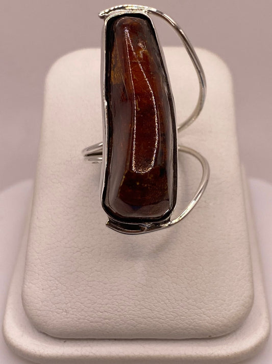 Anillo de Plata Ley 950 con Ámbar Natural — detalle de acabado