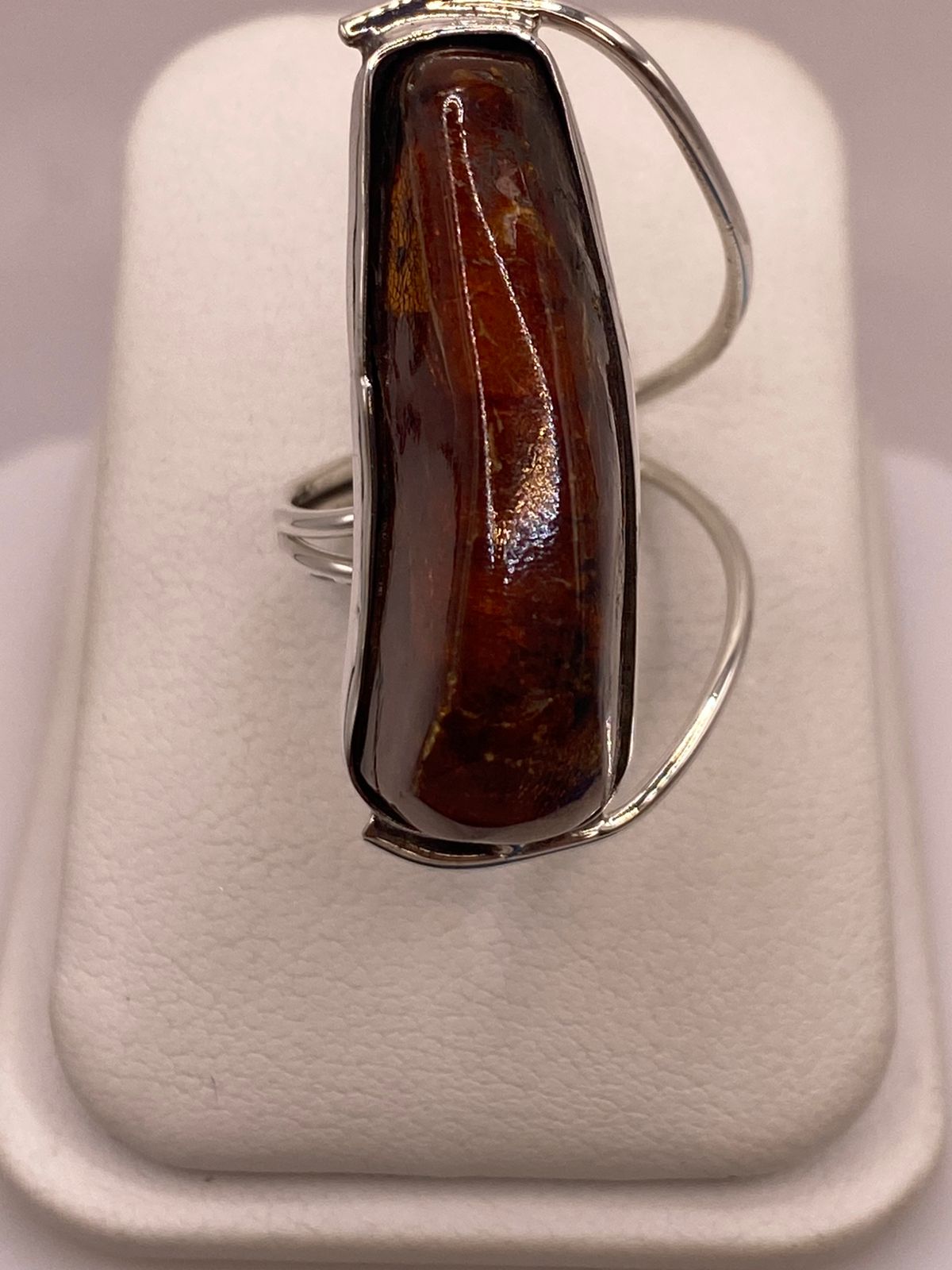Anillo de Plata Ley 950 con Ámbar Natural, vista superior