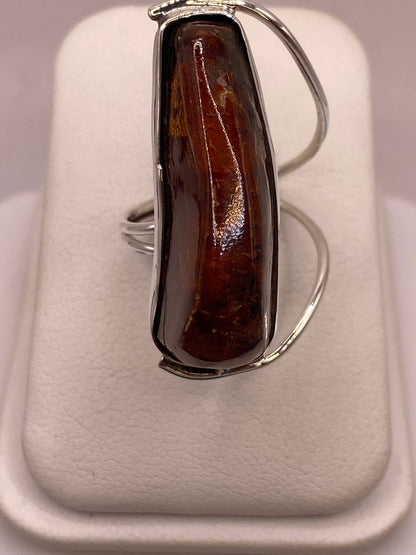 Anillo de Plata Ley 950 con Ámbar Natural, vista superior
