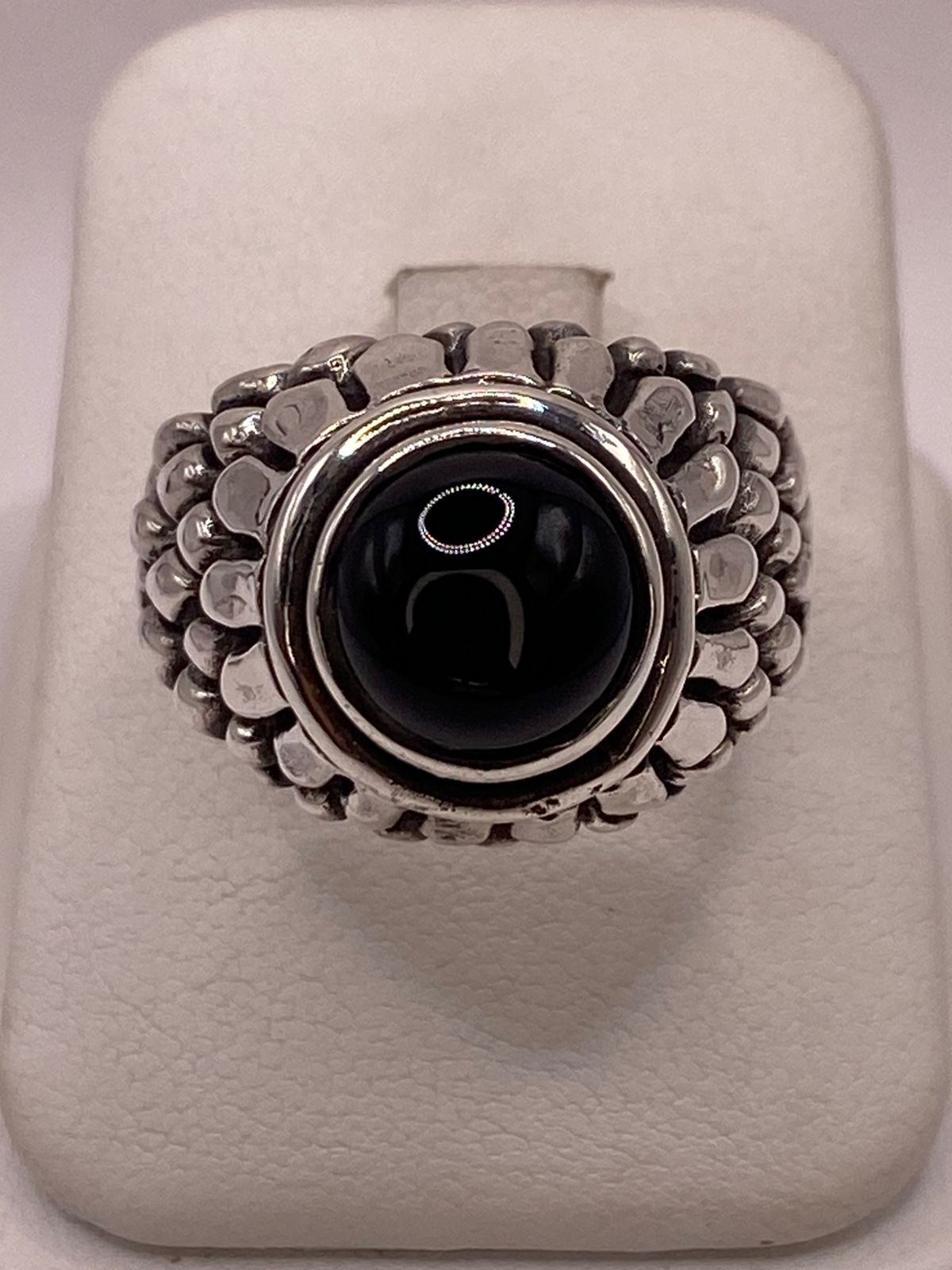Anillo de Plata Ley 950 con Ónix Negro, vista frontal