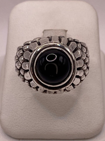 Anillo de Plata Ley 950 con Ónix Negro, vista frontal