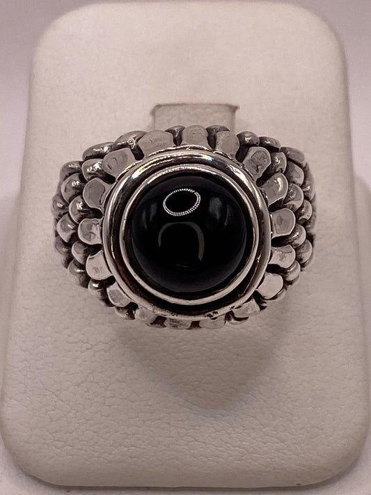 Anillo de Plata Ley 950 con Ónix Negro, vista frontal