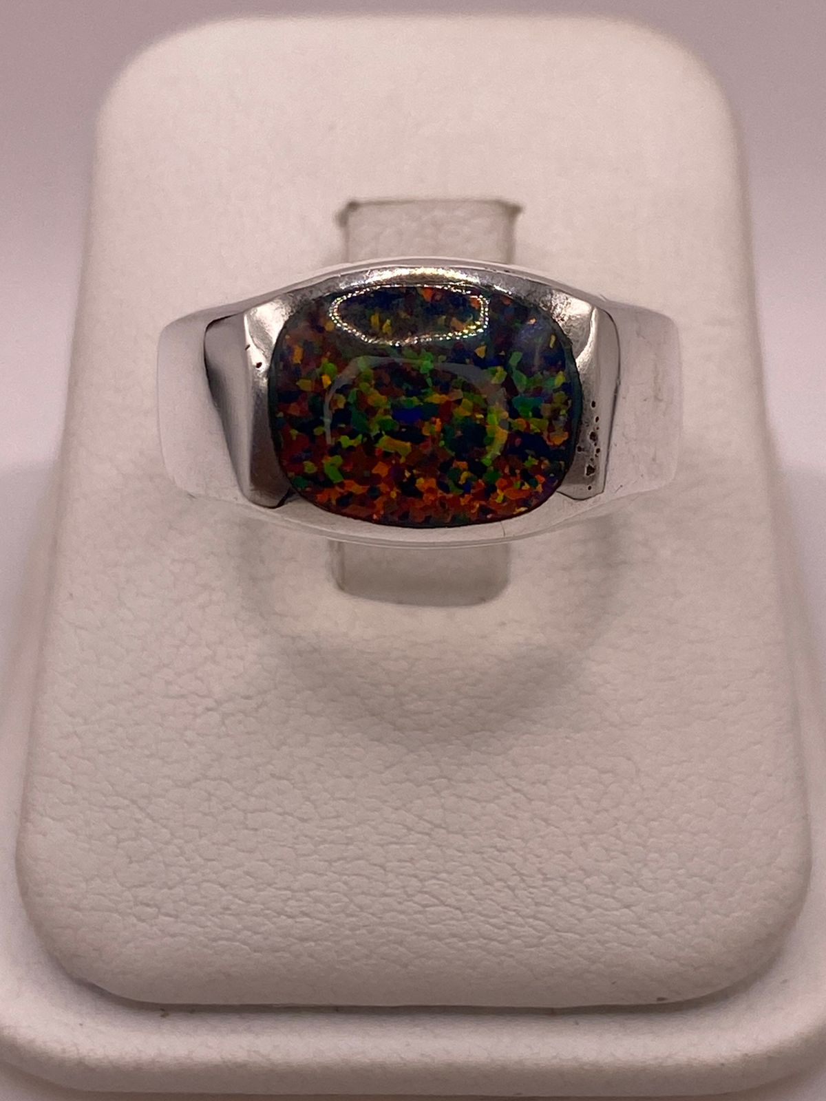 Anillo de Plata Ley 950 con Ópalo, vista frontal