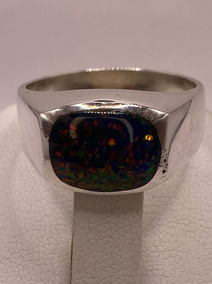 Anillo de Plata Ley 950 con Ópalo, sello de autenticidad Plata Ley .925