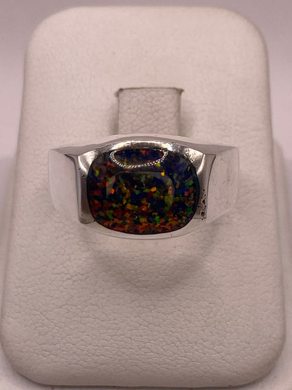 Anillo de Plata Ley 950 con Ópalo, vista de detalle