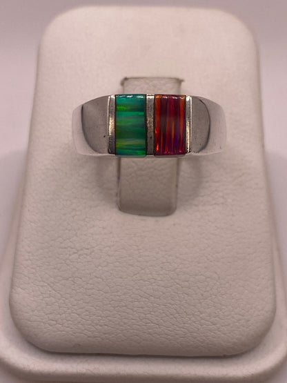 Anillo de Plata Ley 950 con Ópalo de Fuego, vista frontal