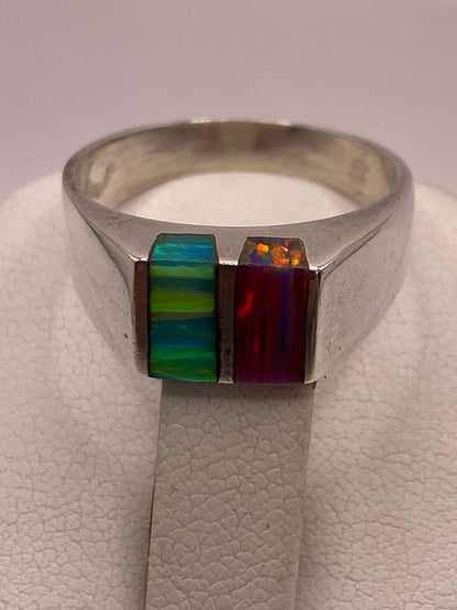 Anillo de Plata Ley 950 con Ópalo de Fuego, sello de autenticidad Plata Ley .925
