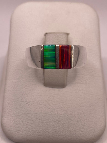 Anillo de Plata Ley 950 con Ópalo de Fuego, vista de detalle