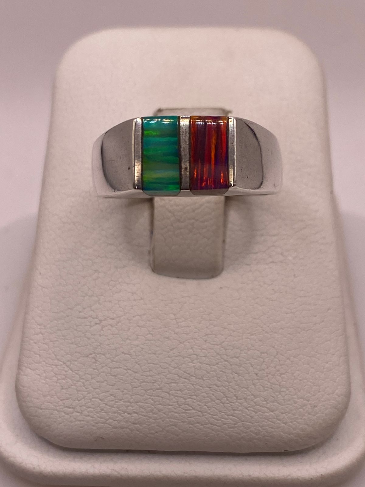 Anillo de Plata Ley 950 con Ópalo de Fuego, vista superior