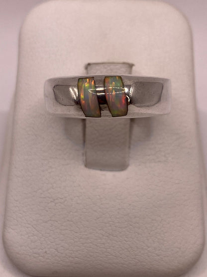 Anillo de Plata Ley 950 con Ópalo de Fuego, vista frontal