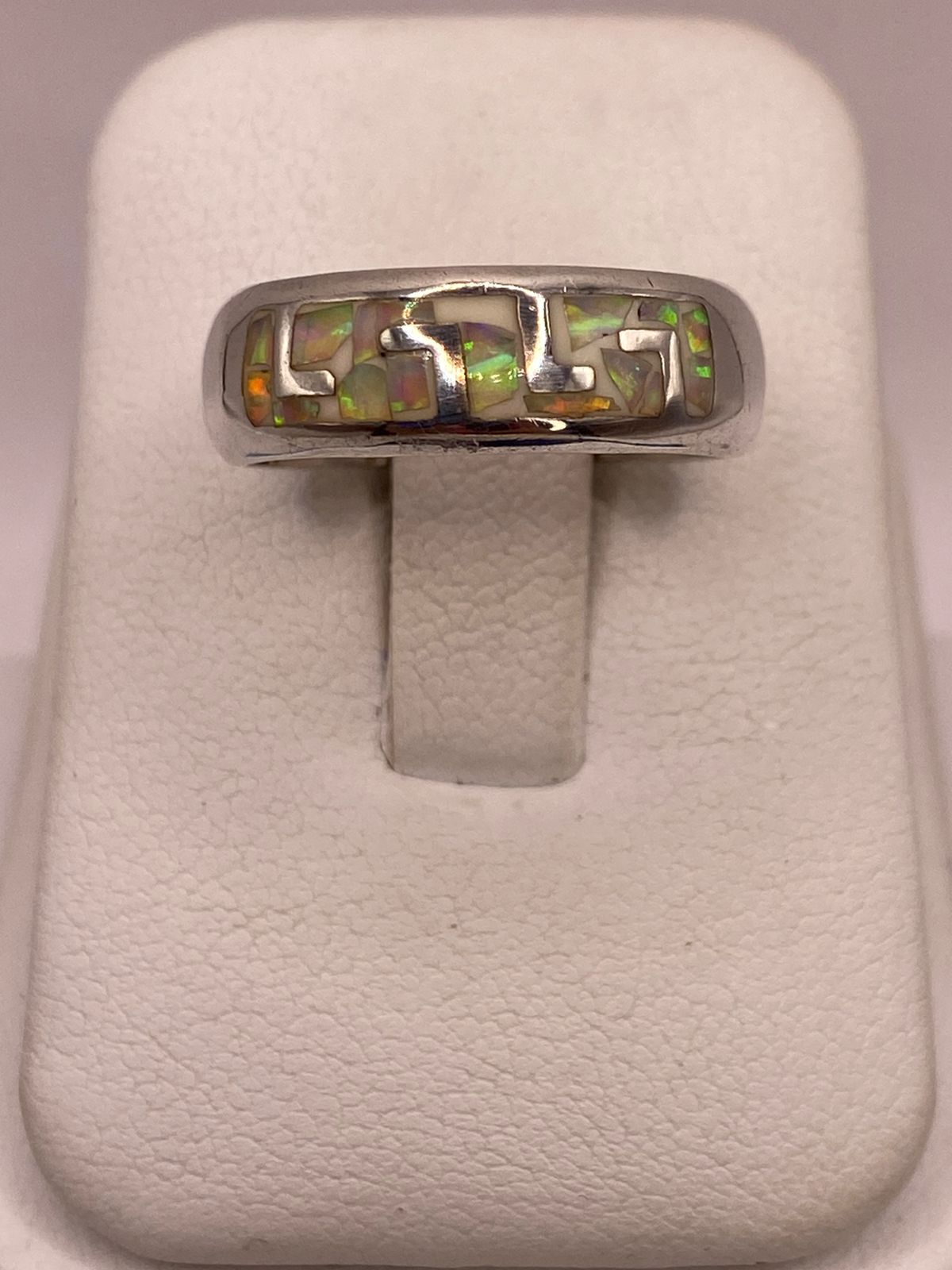 Anillo de Plata Ley 950 con Ópalo de Fuego — ángulo diagonal