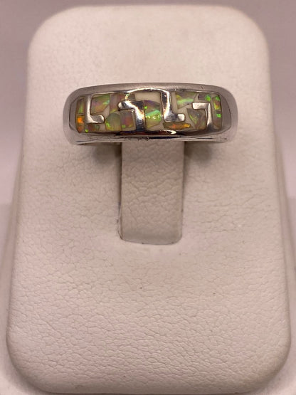 Anillo de Plata Ley 950 con Ópalo de Fuego — ángulo diagonal