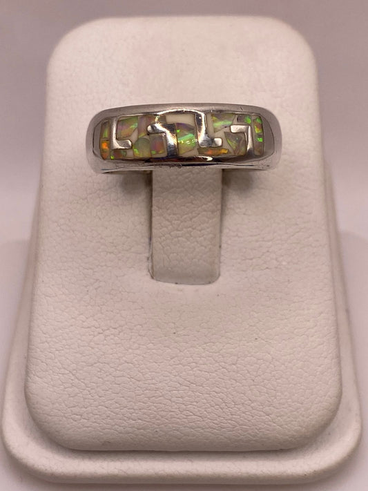 Anillo de Plata Ley 950 con Ópalo de Fuego, vista frontal