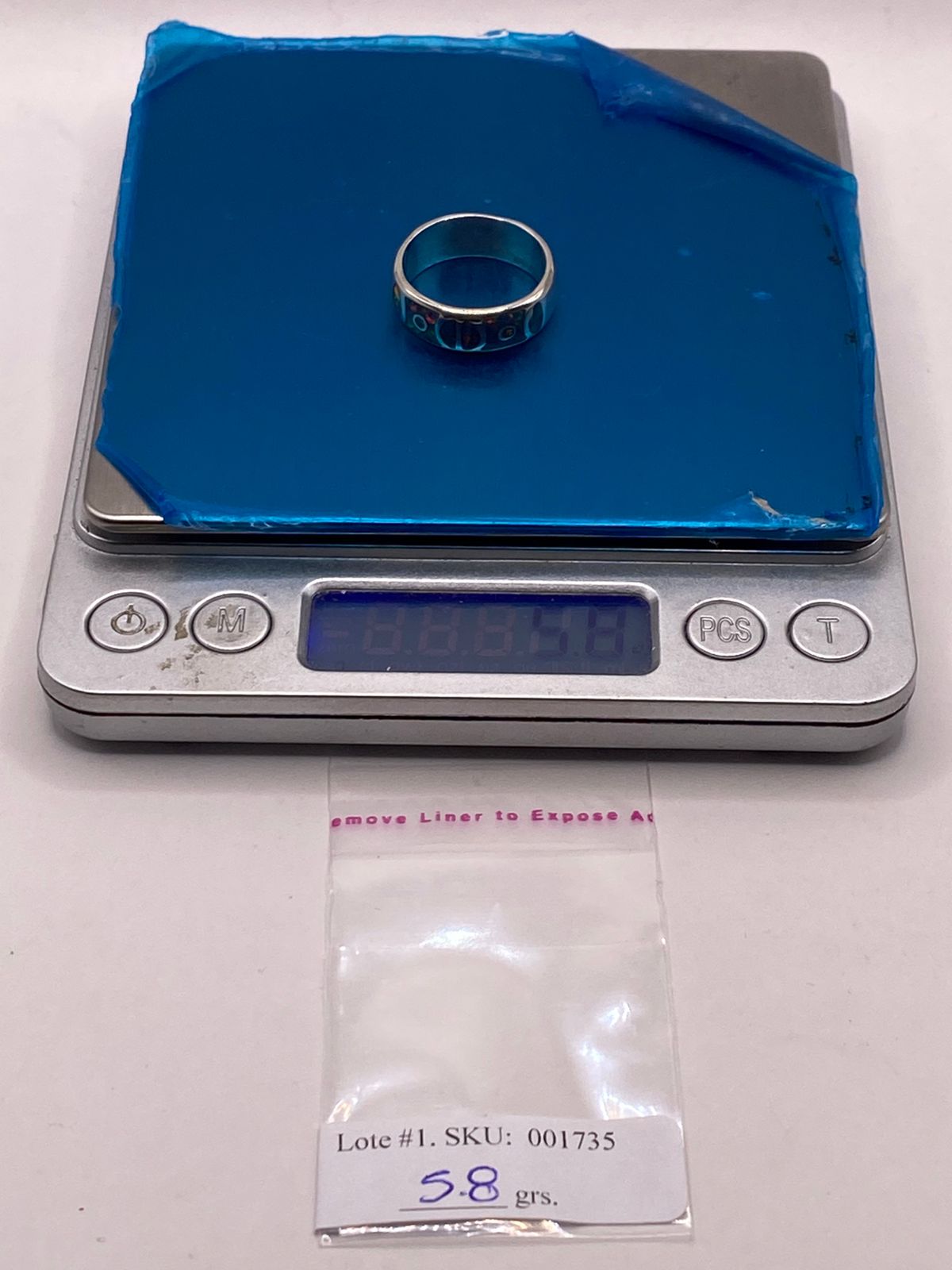 Anillo de Plata Ley 950 con Ópalo de Fuego Azul Rey, peso en gramos (báscula)