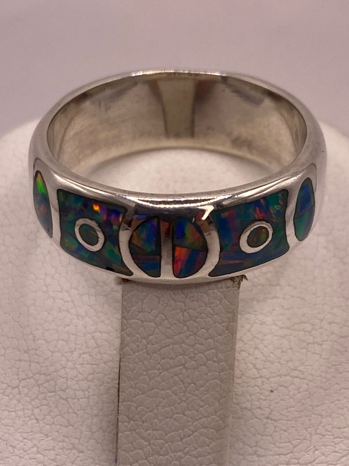 Anillo de Plata Ley 950 con Ópalo de Fuego Azul Rey, sello de autenticidad Plata Ley .925