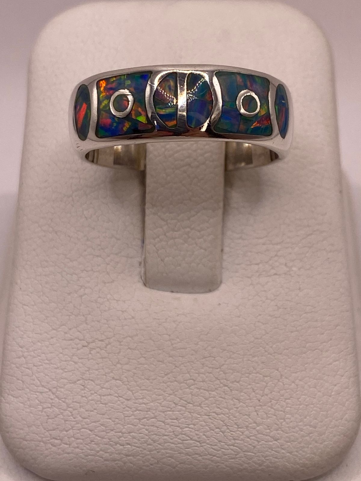 Anillo de Plata Ley 950 con Ópalo de Fuego Azul Rey, vista frontal