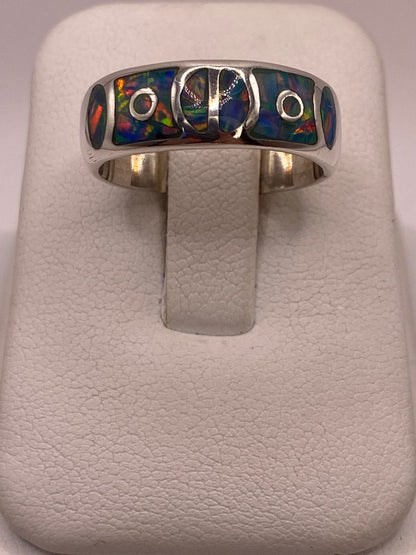Anillo de Plata Ley 950 con Ópalo de Fuego Azul Rey, vista superior